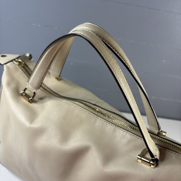 COACH SMYTHE SATCHEL 32405 Natural Beige Leather Handbag Bag 2 Handles - Picture 7 of 16